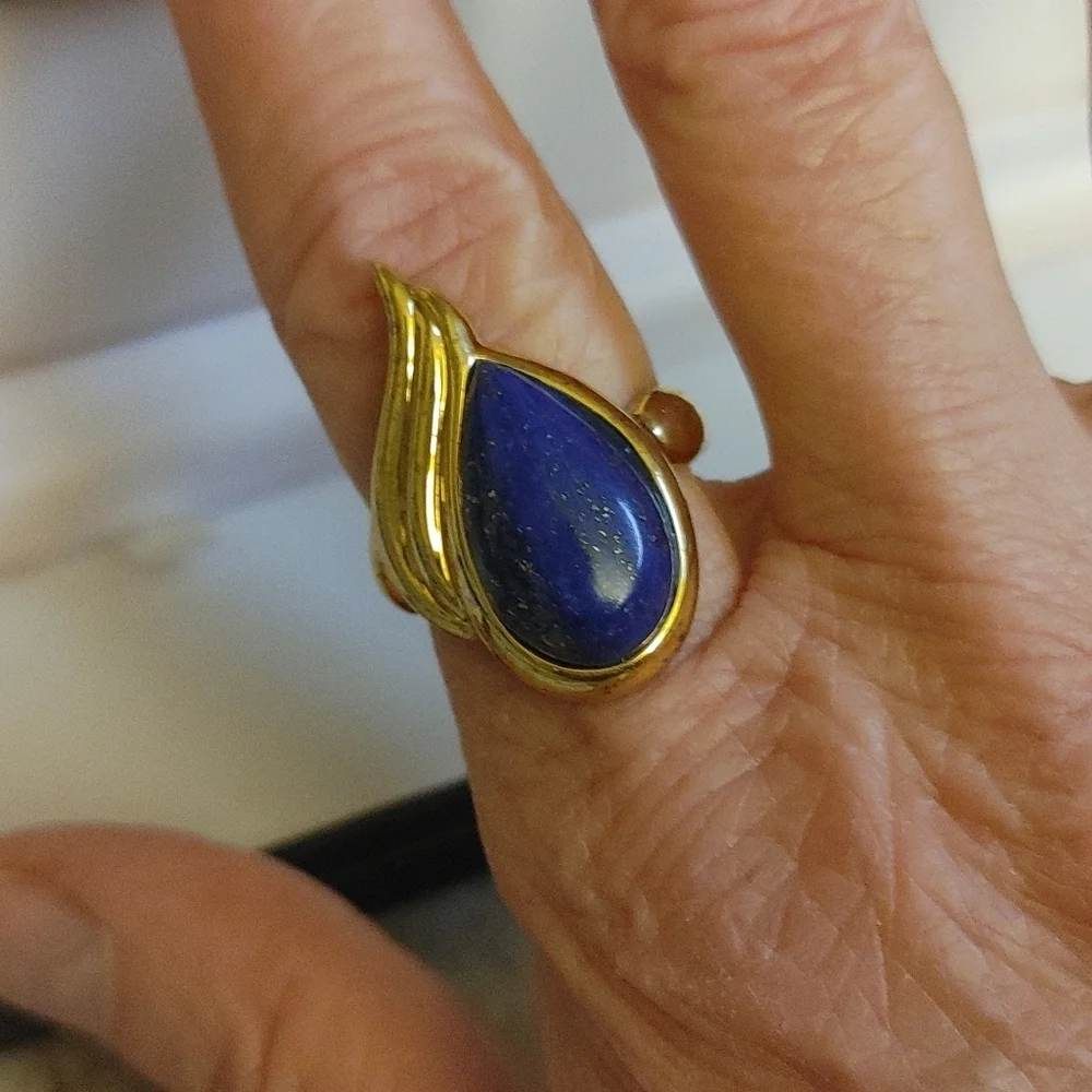 Lapis Lazuli 925 Gold Vermeil BBJ Size 8.25